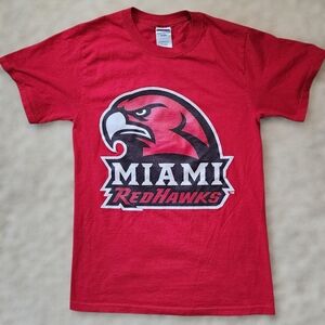 Miami RedHawks University Red T-Shirt Jerzees Size Small NCAA
